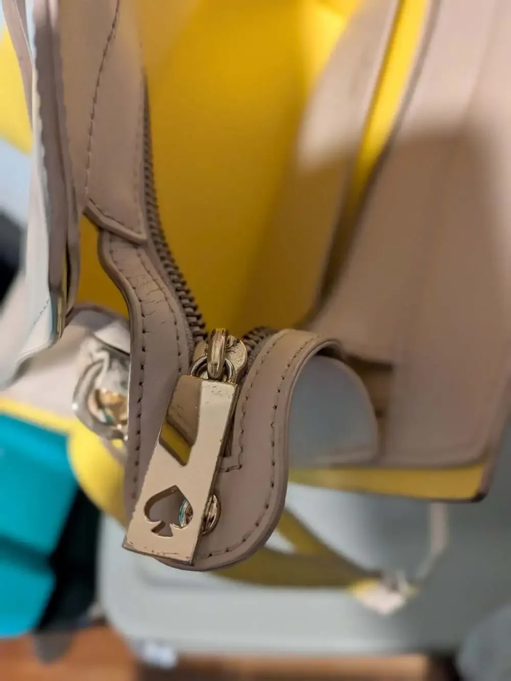Kate Spade Arbour Hill Kyra Beige Yellow Leather Satchel Crossbody Bag